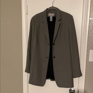 Liz Claiborne Gray Tailored Blazer Professional Suit Jacket